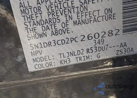 2023 Nissan Pathfinder Sl 4Wd из США, поврежденный, VIN 5N1DR3CD2PC260282